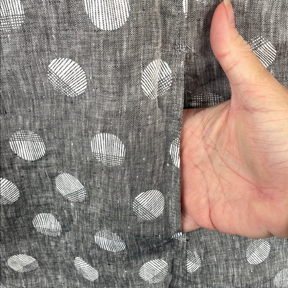 Habitat 100% Linen Gray and White Polka Dot Linen Shift Mini Dress Sz‎ M - Picture 7 of 10